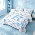 thumbnail image 3 of Erosebridal Personalized Initial R Quilt Full, Cute Bowtie Full Bedspread Sets, Stars Reversible, Baby Blue, 3pcs (1 Coverlet and 2 Pillowcases), 3 of 7