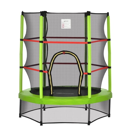 Φ5FT Kids Trampoline with Enclosure Net Springless Design Safety Pad and Steel Frame for Indoor Outdoor Toddler Round Bouncer for Age 3 to 6 Years Green