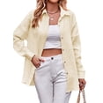 thumbnail image 3 of SLADYGLO Women Lapel Collar Button Down Long Sleeve Shirt, 3 of 7