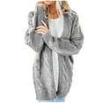 thumbnail image 1 of Pompotops Women's Soild Knit Cardigans Loose Slouchy Oversized Wrap Chunky Sweaters Coat, 1 of 9