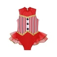 thumbnail image 5 of iiniim Kids Girls Sequin Stripe Jazz Dance Tutu Skirt Leotard Dress Red 14, 5 of 7