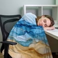 thumbnail image 4 of Flannel Fleece Throw Blanket Beach Abstract Waves Blue Gradient Lightweight Soft Plush Blankets,Summer Coastal Nautical Cozy Warm Throw Blanket for Couch Sofa Bed Car Office All Season Use 40x50in, 4 of 9