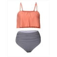 thumbnail image 2 of Ropa de talla grande Conjunto de bikini de cintura alta para mujer Trajes de baño de bikini de cuello alto de dos piezas para mujer Trajes de baño modestos, Pink-L Sailing Electrónica, 2 of 6