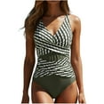 thumbnail image 2 of Sakmal Womens One Piece Swimsuits Modest Bathing Suit Beach V Neck Green Ladies Bthing Suit S, 2 of 5
