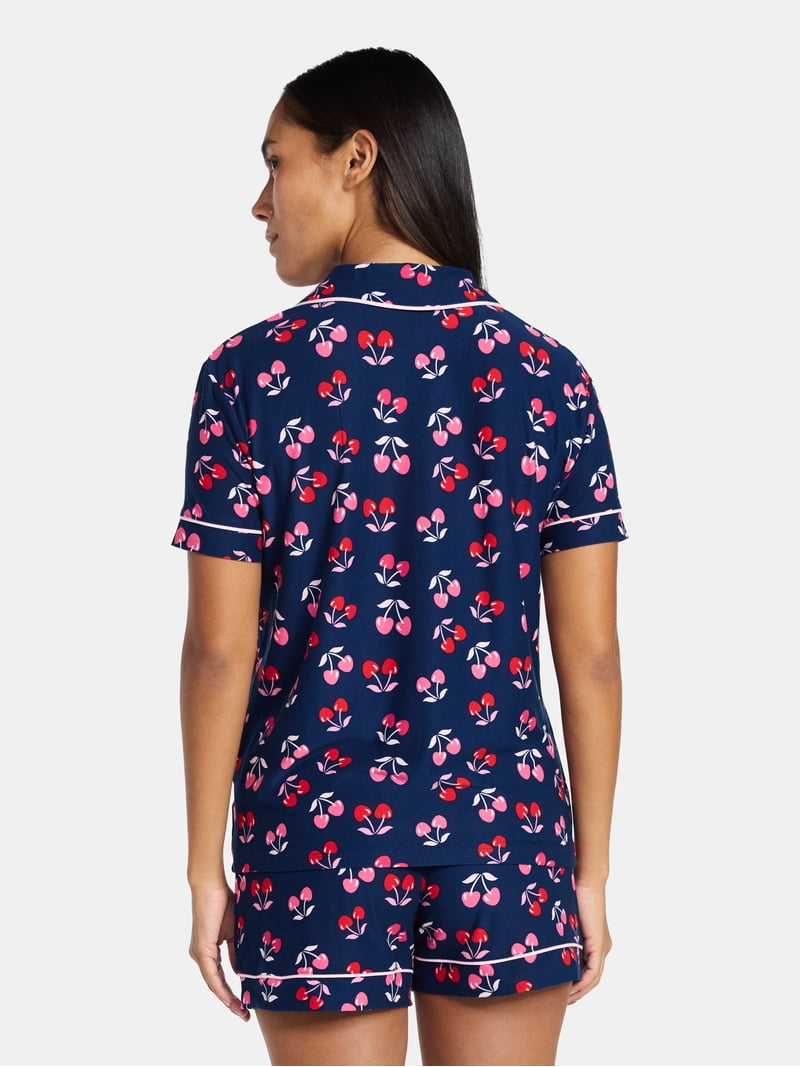 Jaclyn Women's Valentine's Day Notch Collar Top and Shorts Pajama