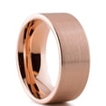 thumbnail image 2 of Charming Jewelers Tungsten Wedding Band Ring 9mm for Men Women Comfort Fit 18K Rose Gold Plated Plated Pipe Cut Flat Brushed Polished Lifetime Guarantee Size 5, 2 of 5