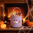 thumbnail image 4 of Ouuluon Sturdy Halloween Plaid Storage Basket, 9x9 inch Ghost Pumpkin Decorative Handheld Basket for Home Party, 4 of 6