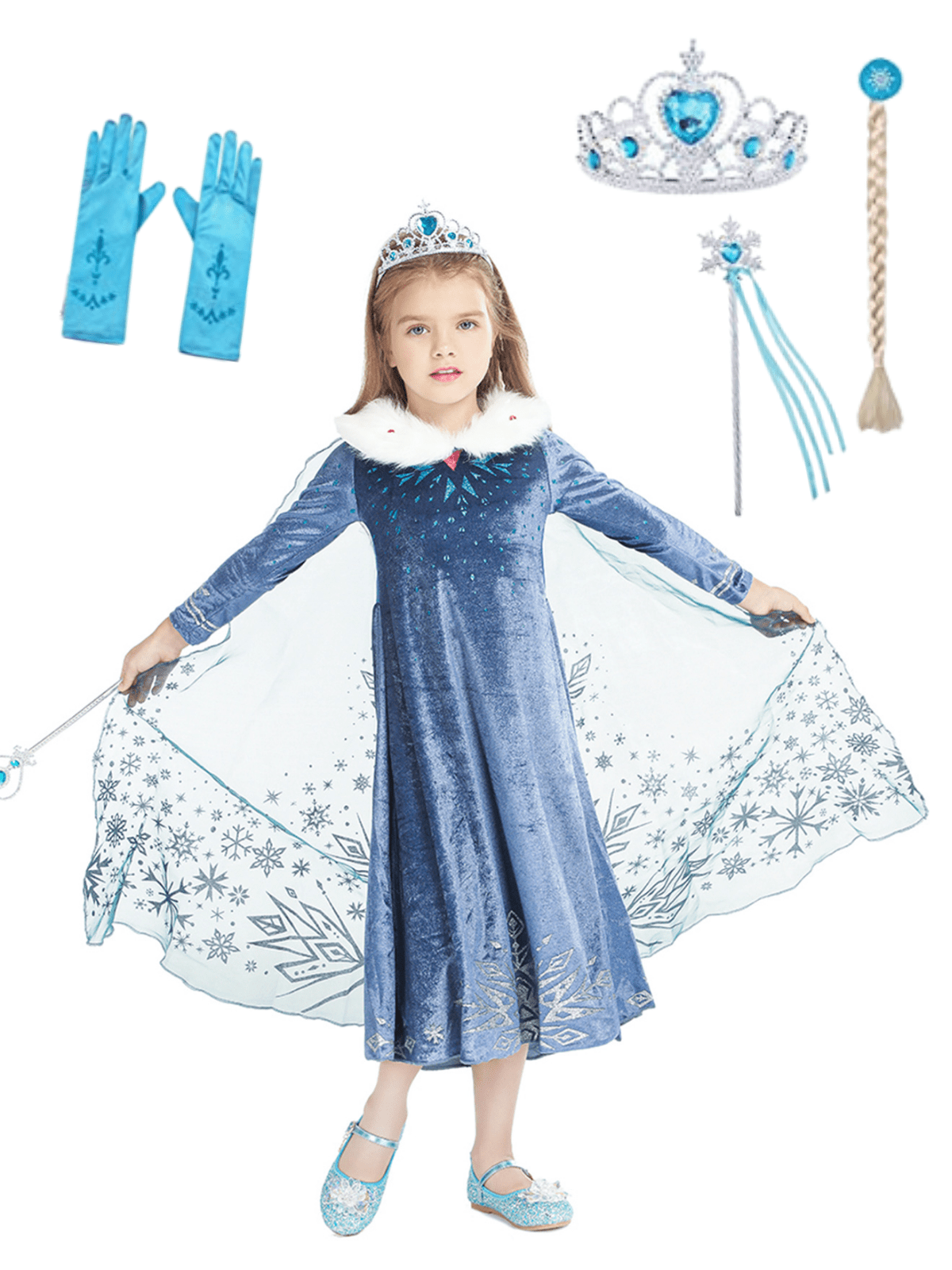 Elsa Princess Sleeveless Costume for Little Girls Halloween Party Dress up