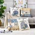 thumbnail image 2 of JingChun Summer Take Me to the Beach Coral Starfish Throw Pillow Covers, 17 x 17 Inch Home Sweet Home Motto Blue Cushion Case for Sofa Couch 1Pc, 2 of 2