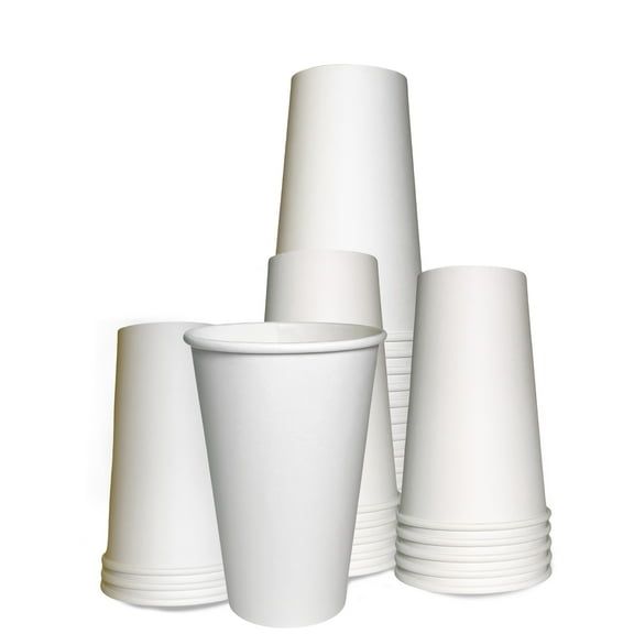 [25 PACK] 20oz White Paper Coffee Cups - Disposable Coffee Cups - Hot Drink, Tea, Coffee, Cappuccino, Hot Chocolate, Chai, Chai Latte by EcoQuality