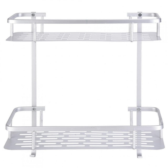 Estante de almacenamiento de aluminio para baño, estante de almacenamiento de baño de pared de aluminio de doble capa, estante de almacenamiento para secador de pelo, solución innovadora