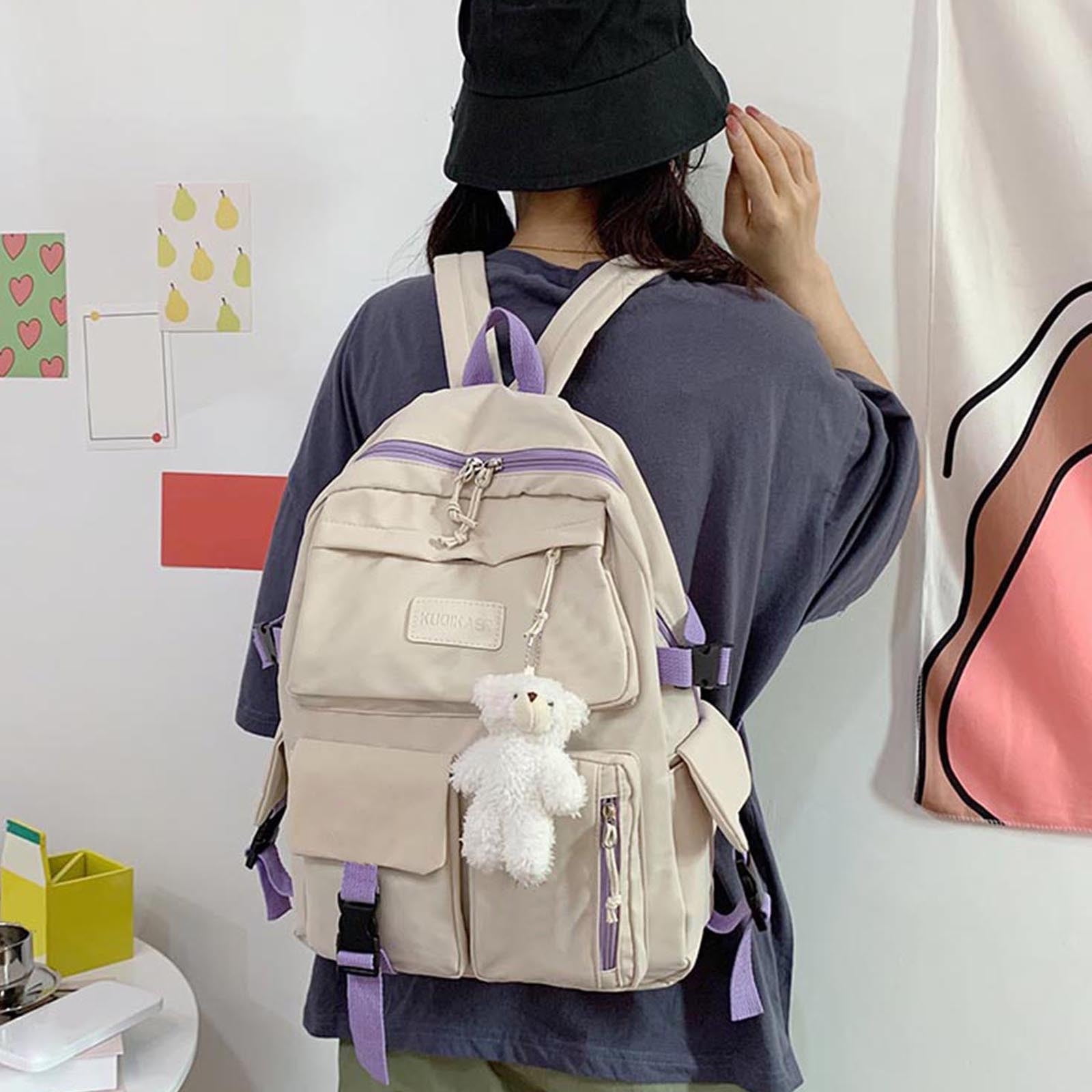 Stylish Unisex Colorblock Nylon Backpack with Large Guyana Ubuy
