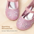 thumbnail image 4 of Girls ballerina flats with sparkling rhinestones and classic Mary Jane strap perfect for formal or special occasions, 4 of 6