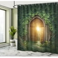 thumbnail image 4 of Ambesonne Green Shower Curtain, Mystic Vivid Sun Beams, 69"Wx84"L, Green and Brown, 4 of 4