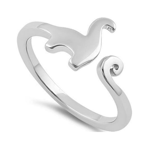 925 Sterling Silver Platinum Plated Dinosaur Women Valentines Day Gifts Ring
