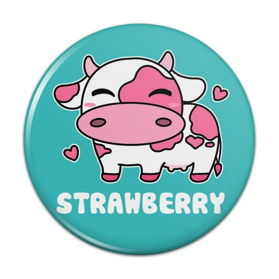 Cute Kawaii Strawberry Milk Cow Pinback Button Pin