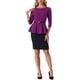 thumbnail image 2 of INSPIRAR CHIC Blusas Peplum para Mujeres de Manga 3/4 con Cinturón Elegante para Trabajo L Púrpura, 2 of 6