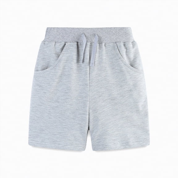 JUMEYU Boys Basketball Shorts Boys Friendly Stretch Short Everyday Shorts Elastic Waist Shorts Size 7 (Grey,7 Years)