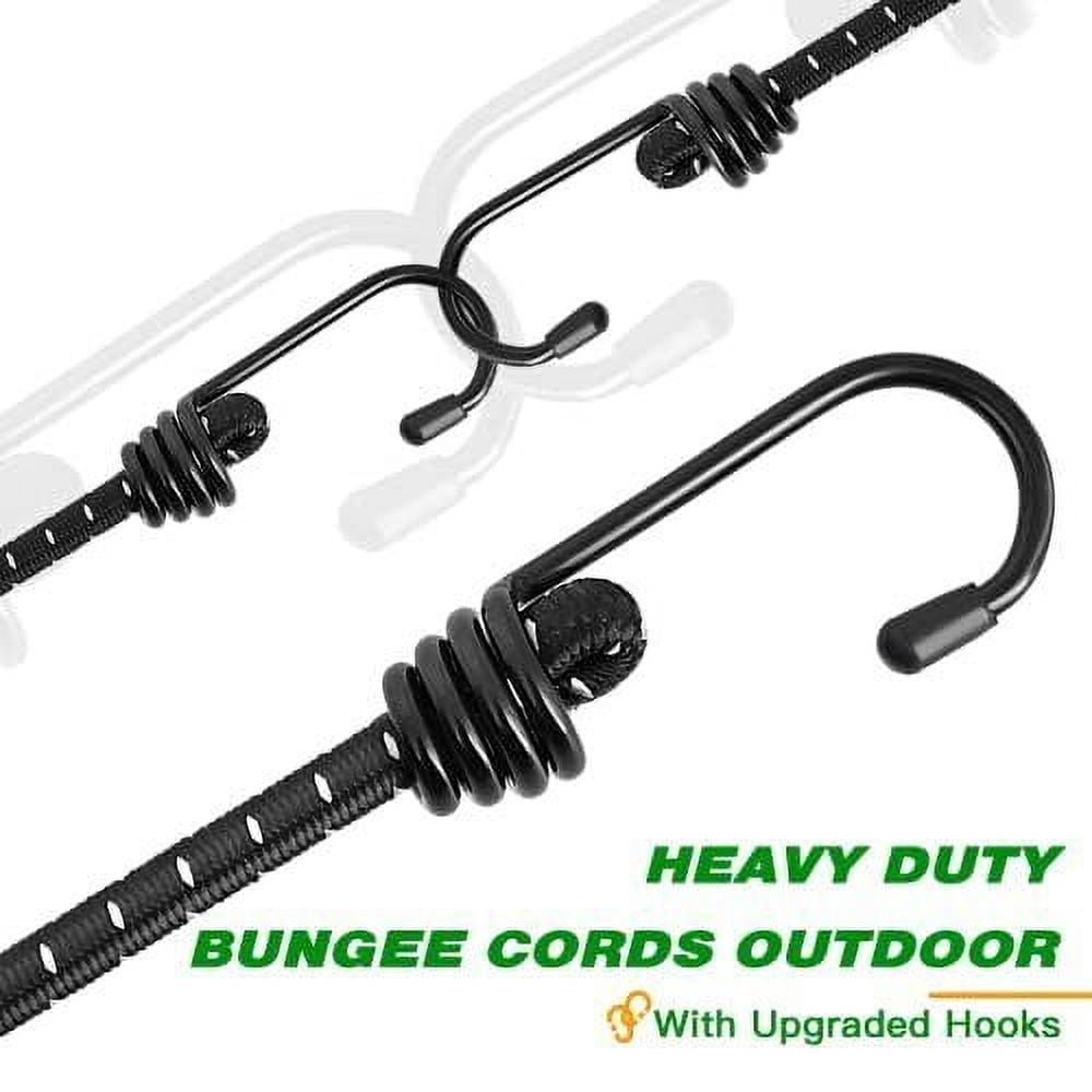 Bungee Cords with Hooks 18 Inch - Black Bungee Cords Heavy Duty Outdoor - Ass...
