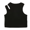 thumbnail image 7 of Bovxnpu Girls Tank Tops Undershirts Sleeveless T Shirts Solid Ribbed Asymmetrical Shoulder Sleeveless Sports Girls Tees, 7 of 7