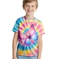 thumbnail image 5 of XUELUO Boys Athletic Shirts Summer Tie Dye Print Crew Neck Short Sleeve Casual Tops Tshirts Activewear,Pink,4-5 Years, 5 of 5
