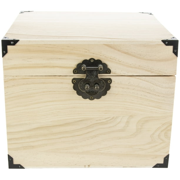 Wood Box Square W/Metal Corners10"X10"X8"