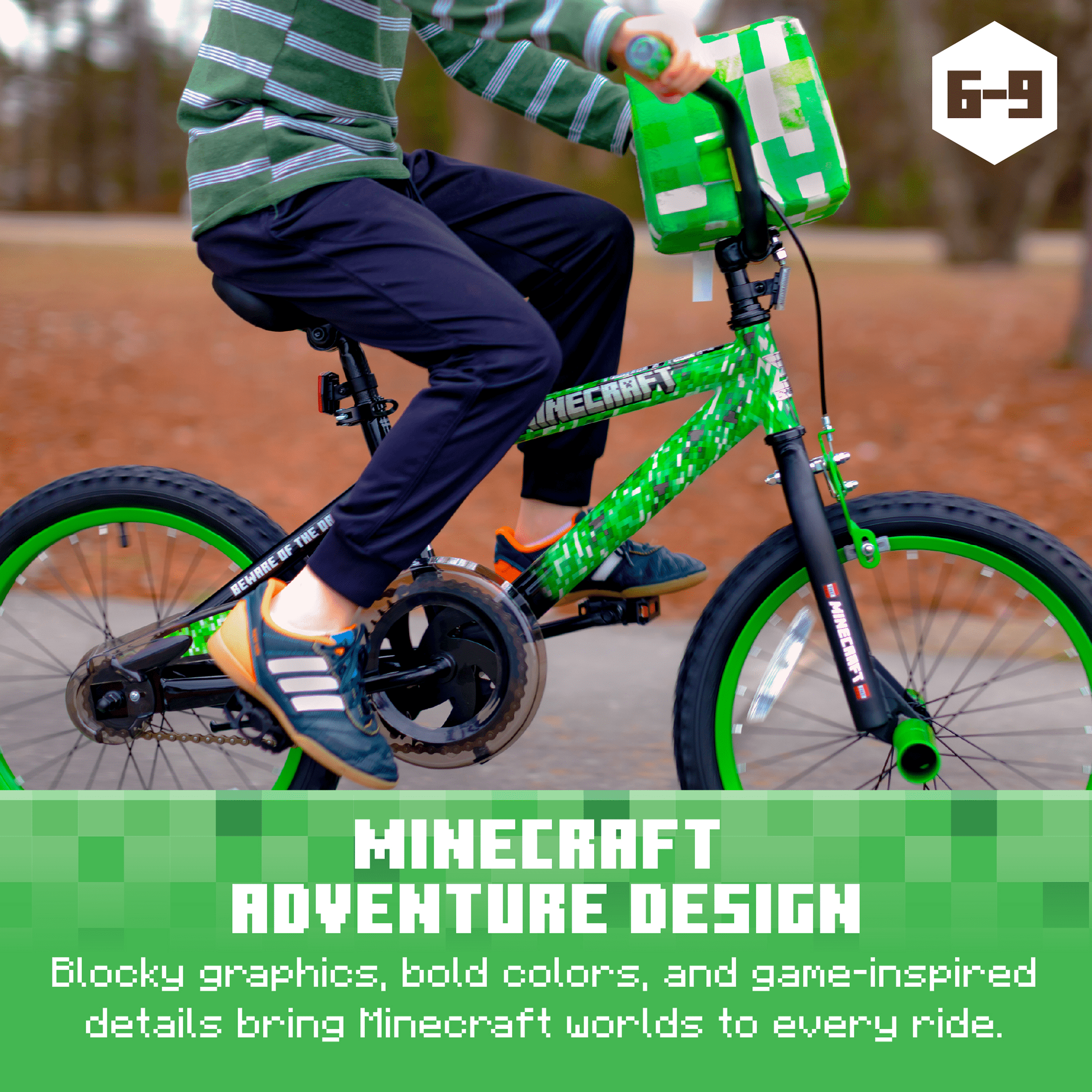 Dynacraft Minecraft Unisex 18-Inch BMX Bike for Kids Aged 6-9
