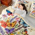 thumbnail image 5 of Manfei Magic Butterfly Animal Twin Bedding Sets 7-Piece for Girls, Rustic Flower Floral Bedding Comforter Set, Vintage Fashion Reversible Sheet Sets, Microfiber Bedroom Decor, 5 of 8
