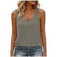 thumbnail image 2 of SYMOID Womens Basic Lace Trim Tank Top Flowy A-Line Fit Soft 100% Polyester Sleeveless Round Neck Casual Blouse for Everyday Summer Gray,Size S, 2 of 7