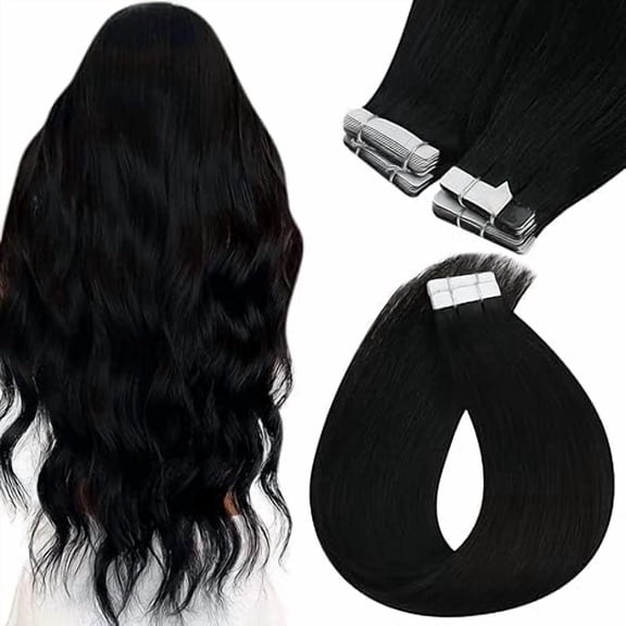 JUNGLE WAVE Clip in Hair Extensions Real Human Hair, 20 Inch 50g, Natural Black,20Pcs With 20 Clips Hair Extensions Clip ins for Women, Natural Human Hair