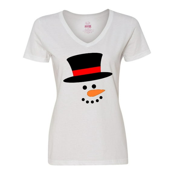 Inktastic Snowman with Top Hat and Carrot Nose Women's V-Neck T-Shirt