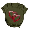 thumbnail image 4 of Dress Shirts For Women,Women's Casual Round Neck Overlapping Red Heart Printed Short Sleeved T Shirt Top,Womens Oversized Tee Shirts(Color:Green,Size:2XL), 4 of 5