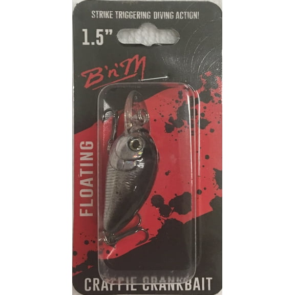 B'n'M Crappie Crankbait 1.5" Floating Ultra-Lite Bait, Shiner