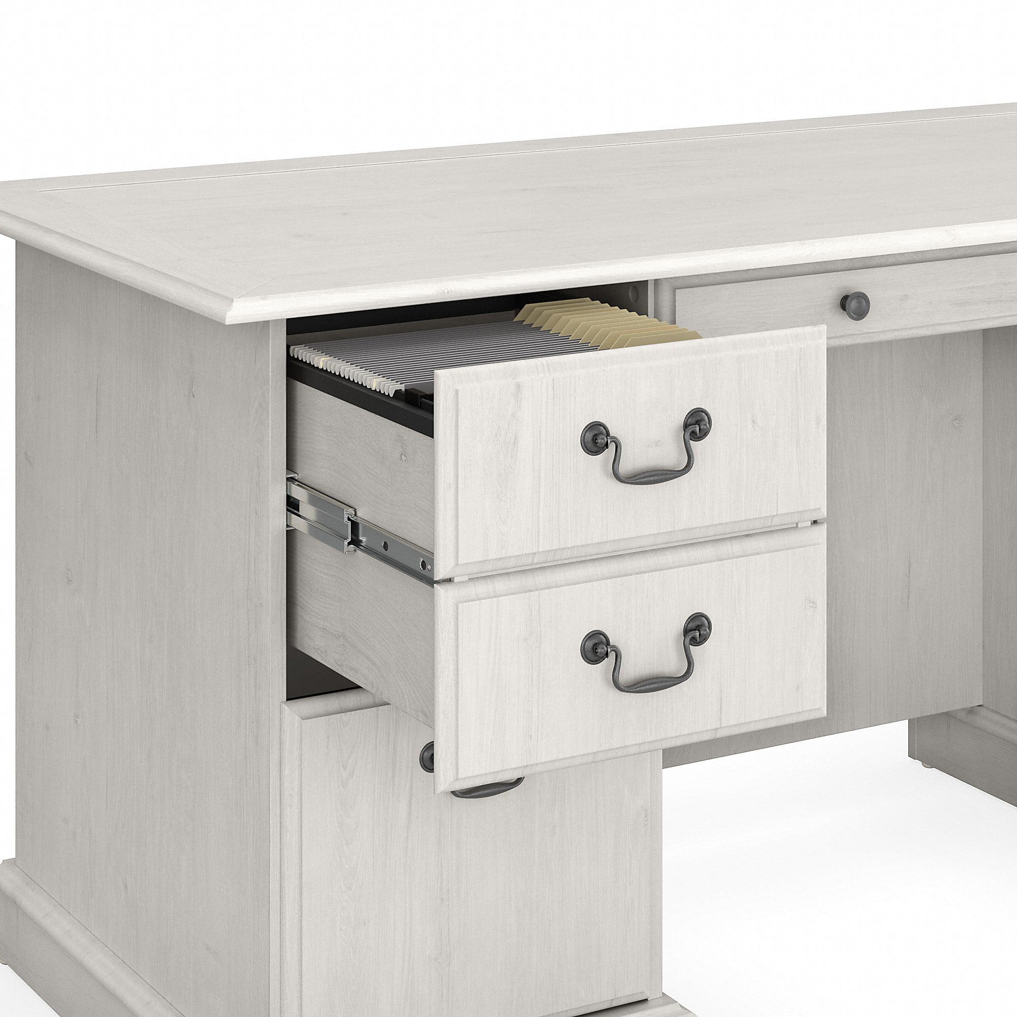Bush Furniture Saratoga Executive Desk with Drawers, Off-White