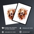 thumbnail image 2 of Red Golden Retriever Lovers Gift Watercolour Pet Portrait Painting Artwork Art Print Framed Poster Wall Decor 12x16 inch, 2 of 5