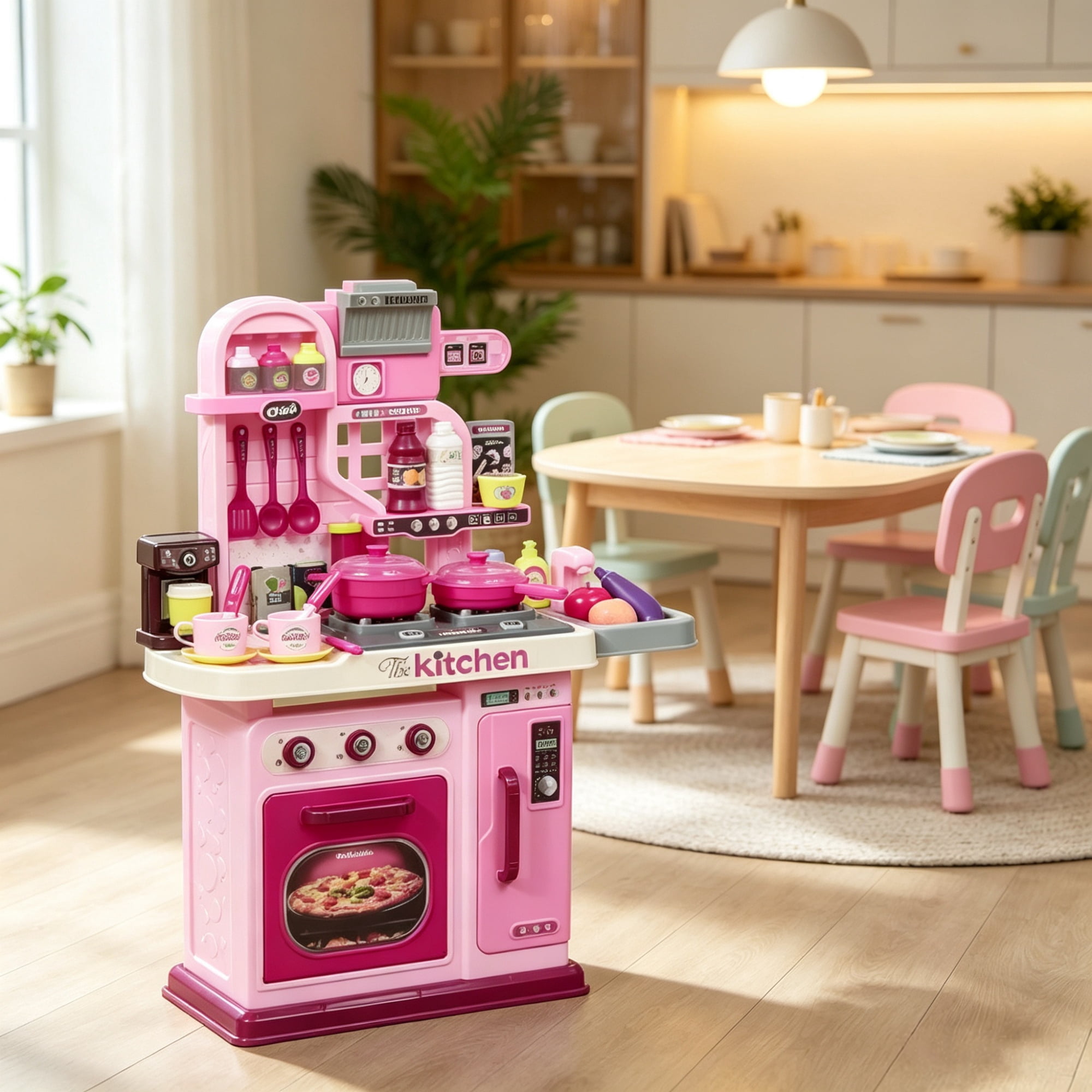 33-Piece Kids Kitchen Playset with Light and Sound for Ages 3-6