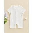 thumbnail image 4 of Suealasg Baby Boys Jumpsuit Infant Solid Color Short Sleeve Lapel Button Down Romper Bodysuits Newborn Summer One Piece Clothes, 4 of 8