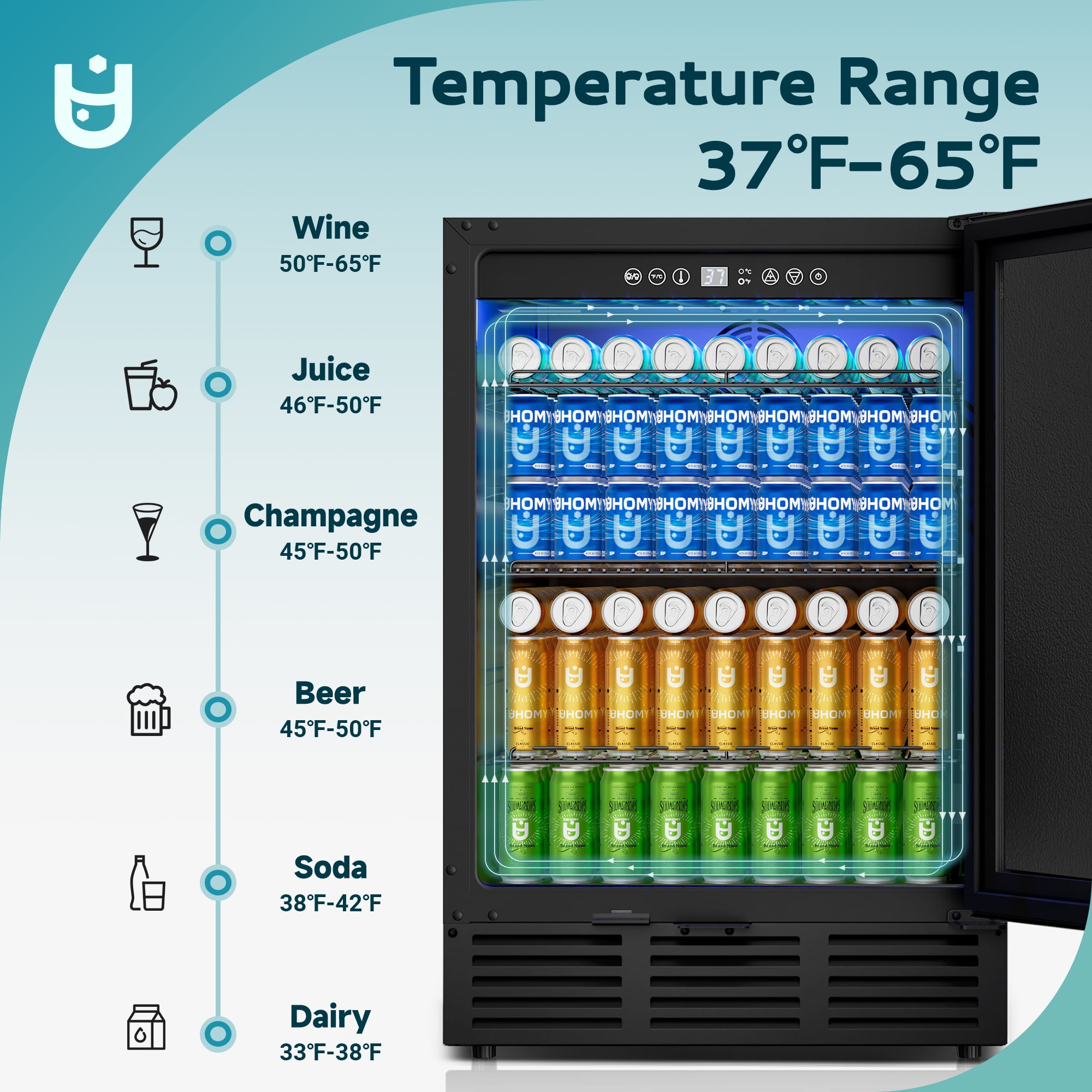 EUHOMY 5.3 Cu.ft. Freestanding Beverage Refrigerator for Soda, Beer, Wine Outdoor Indoor