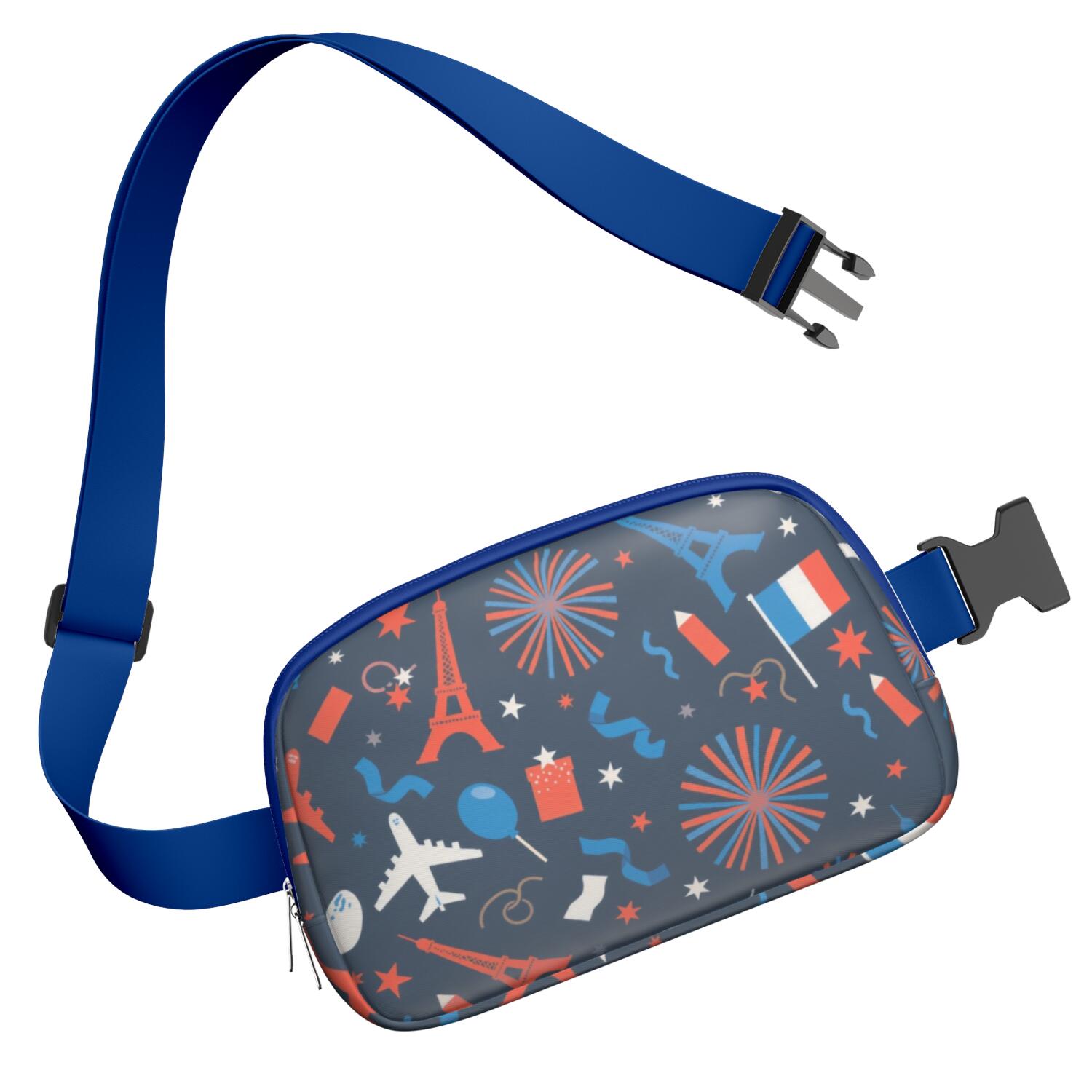 Crossbody Belt Bag Eiffel Tower Fashion Belt Bag Small Cross Body Bags for Women Casual Waist Packs with Adjustable Strap Waterproof Belt Bag for Workout Running Travelling