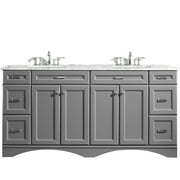 Naples 72" Vanity in Grey with Carrara White Marble Countertop without Mirror