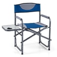 thumbnail image 1 of Costway Folding Camping Chair, Lightweight Portable Directors Chair with Side Table Blue, 1 of 9