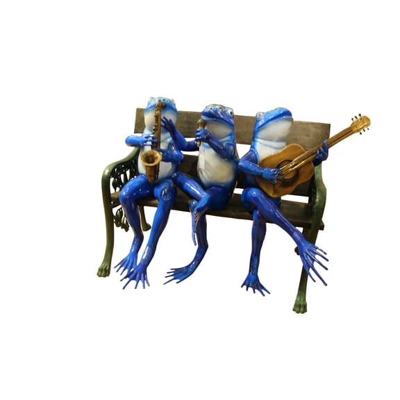 Nifao Musical Frogs on a Bench Bronze Statue – Home Decor Sculpture, 41"L x 23"W x 33"H