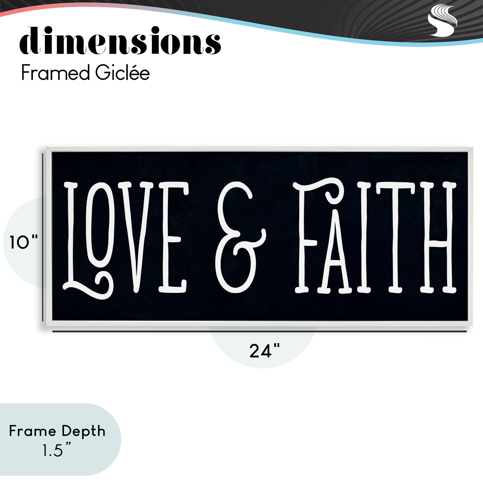 Stupell Industries Love & Faith on Black White Framed Giclee Art, design by SD Graphics Studio