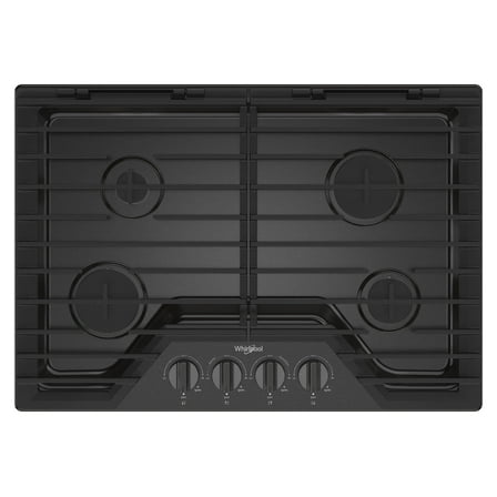 Whirlpool 30 Inch Gas Cooktop, 4 Burner in Black Stainless Steel WCGK5030PV