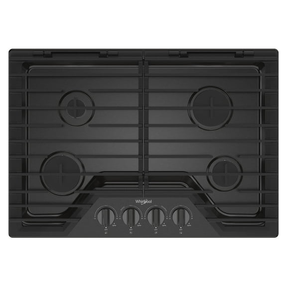 Whirlpool 30 Inch Gas Cooktop, 4 Burner in Black Stainless Steel WCGK5030PV