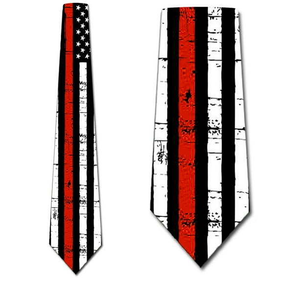 Firefighter Ties Mens US Flag Tie Firefighter Flag Tie by Three Rooker