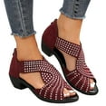 thumbnail image 1 of Womens Rhinestones Gladiator Dress Sandals Vintage Glitter Peep Toe Chunky Mid Heel Back Zipper Summer Shoes, 1 of 5