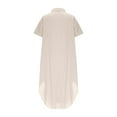 thumbnail image 5 of Sentmoon Long Dresses for Women Oversized Short Sleeve Button Down Dresses for Women 2025 Wedding Guest Solid Color Relaxed V Neck Womens Tops Dressy Casual Holiday Outfit Beige XXL, 5 of 5
