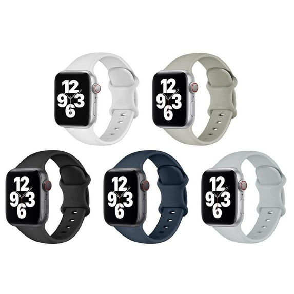 BXUXOHS 5Pack Silicoen Sport Band for Apple Watch Bands 44mm 45mm 41mm 40mm 38mm 49mm 42mm Women Men, Adjustable Elastic Wristbands Strap Accessories for iWatch Series Ultra 8 7 SE 6 5 4 3 2 1 Nike