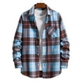 thumbnail image 2 of Ketyyh-chn99 Men's Shirts Casual Shirt Stripe Collar Button Down Shirt Light Blue,L, 2 of 5